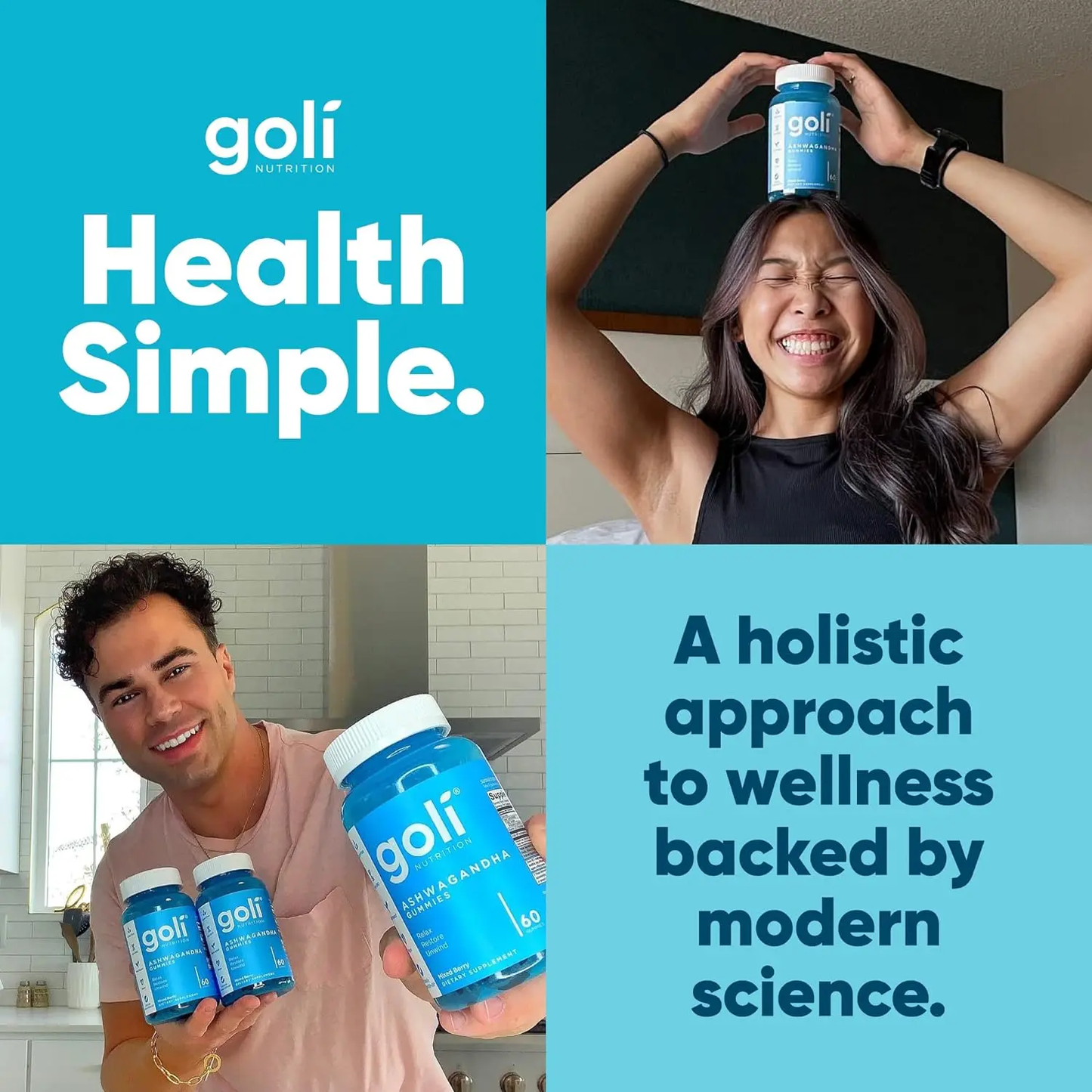 Goli Ashwagandha & Vitamin D Gummies - Delicious Mixed Berry Flavor, Vegan, Non-GMO, Gluten-Free & Gelatin-Free for Relaxation & Wellness