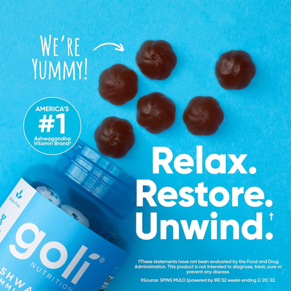 Goli Ashwagandha & Vitamin D Gummies - Delicious Mixed Berry Flavor, Vegan, Non-GMO, Gluten-Free & Gelatin-Free for Relaxation & Wellness