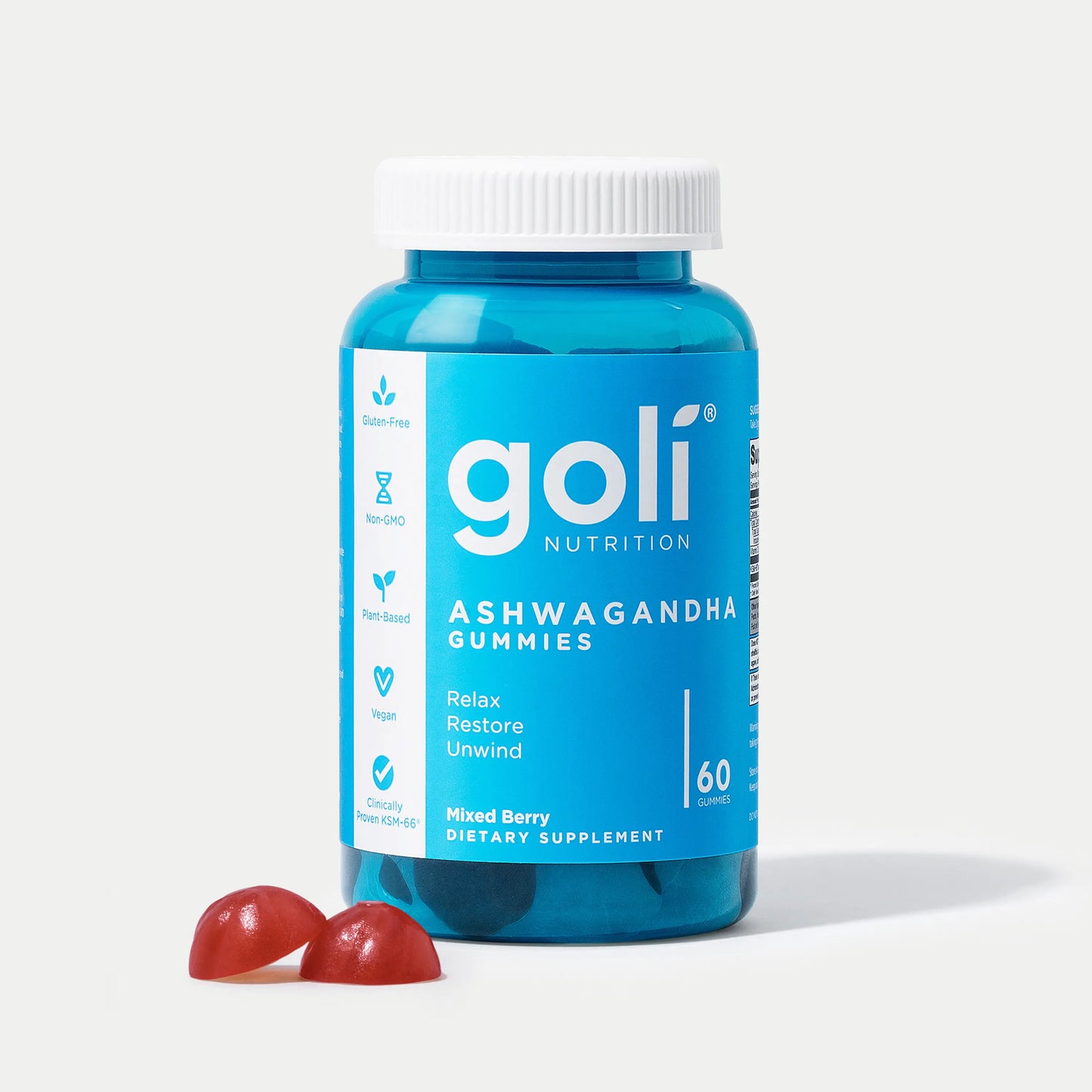 Goli Ashwagandha & Vitamin D Gummies - Delicious Mixed Berry Flavor, Vegan, Non-GMO, Gluten-Free & Gelatin-Free for Relaxation & Wellness